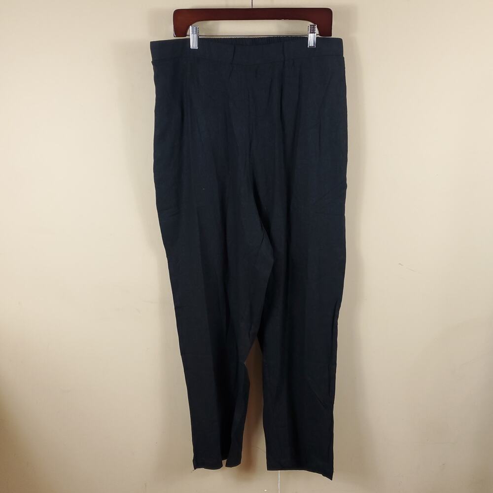Woman Within Straight Leg Linen Pant in Black Size 20W